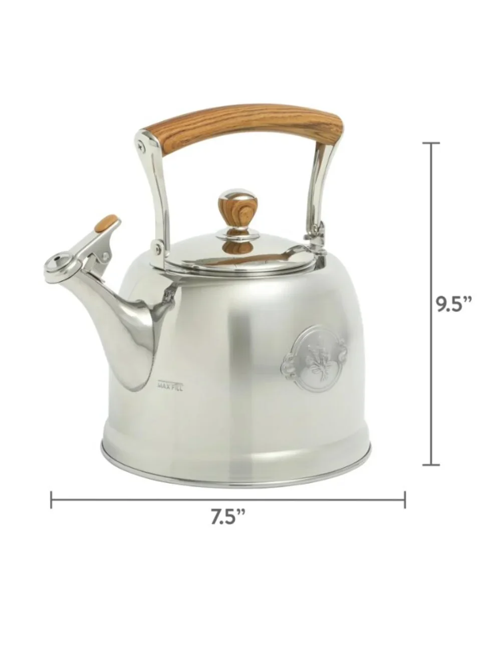 The Pioneer Woman Sliver Stainless Steel Whistling Tea Kettle Folding Handle